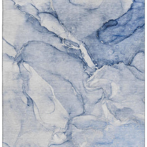 HomeRoots 9' X 12' Navy Blue & Ivory Abstract Area Rug - Washable, UV-Protected, Durable Design for High-Traffic Areas 647181