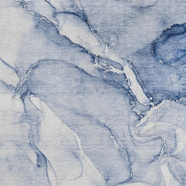 HomeRoots 10' Navy Blue and Ivory Abstract Area Rug - Washable, UV-Protected, Durable, Perfect for Busy Homes 647182