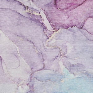 HomeRoots 8' X 10' Stylish Purple, Blue & Ivory Abstract Washable Area Rug with UV Protection for Durability 647186
