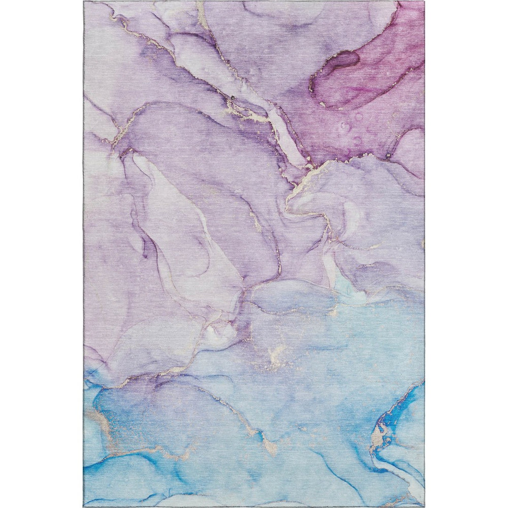 HomeRoots 10' Abstract Area Rug in Purple, Blue & Ivory – Washable, UV-Protected, Perfect for High-Traffic Spaces 647188