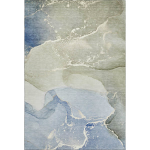 HomeRoots 9' X 12' Modern Blue Gray Abstract Washable Area Rug - Durable, Stain Resistant, UV Protected Design 647193