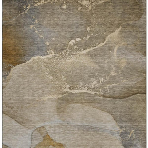 HomeRoots 8' X 10' Abstract Brown Gray Ivory Area Rug - Washable, Stain Resistant, UV Protected, Stylish & Durable 647198