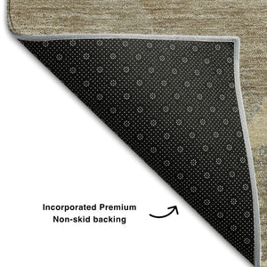 HomeRoots 8' X 10' Abstract Brown Gray Ivory Area Rug - Washable, Stain Resistant, UV Protected, Stylish & Durable 647198