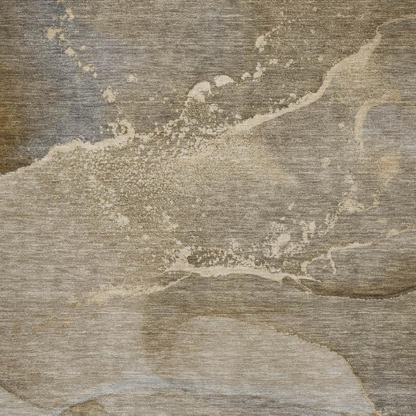 HomeRoots 9' X 12' Elegant Brown Gray Ivory Abstract Area Rug - Durable, Washable, UV Protected for Modern Homes 647199