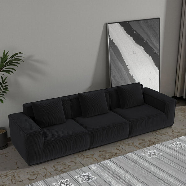 English Elm 118-Inch Modular Sofa Bed - Versatile Cloud Velvet Couch For Stylish Living Rooms & Guest Spaces W3147S00024