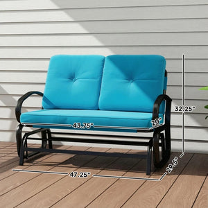 English Elm 2-person Outdoor Glider Bench with Steel Frame Mesh Seat and Tufted Cushions T3971P476397