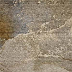 HomeRoots 10' X 14' Stylish Brown Gray Ivory Abstract Washable Area Rug with UV Protection for High-Traffic Rooms 647200