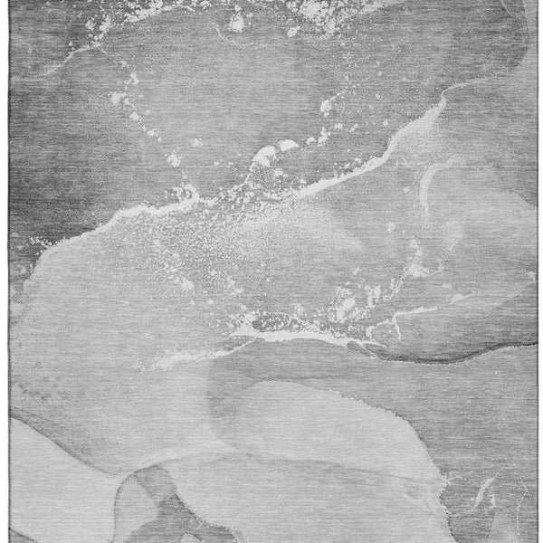 HomeRoots 5' X 8' Gray And Ivory Abstract Area Rug - Durable, Washable, UV Protected for Stylish, Kid-Friendly Spaces 647202