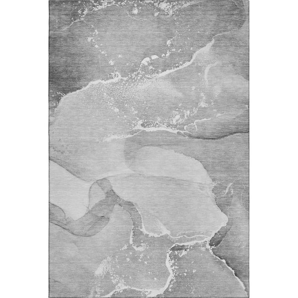 HomeRoots 8' X 10' Gray and Ivory Abstract Washable Area Rug - Durable, Stylish, UV-Protected for Busy Homes 647204