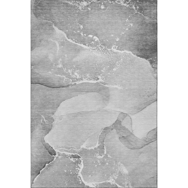 HomeRoots 8' X 10' Gray and Ivory Abstract Washable Area Rug - Durable, Stylish, UV-Protected for Busy Homes 647204