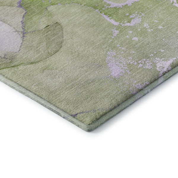 HomeRoots 10' X 14' Abstract Washable Area Rug in Purple, Green & Ivory - UV Protected, Durable & Stylish! 647212