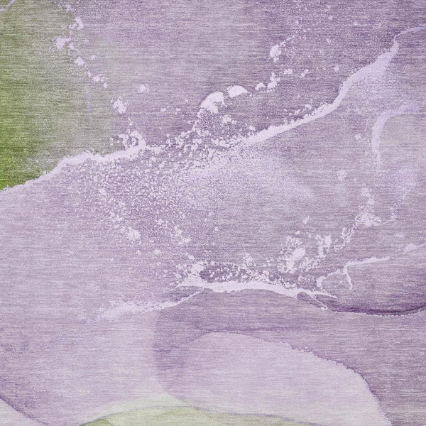 HomeRoots 10' X 14' Abstract Washable Area Rug in Purple, Green & Ivory - UV Protected, Durable & Stylish! 647212