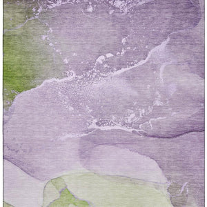 HomeRoots 10' X 14' Abstract Washable Area Rug in Purple, Green & Ivory - UV Protected, Durable & Stylish! 647212