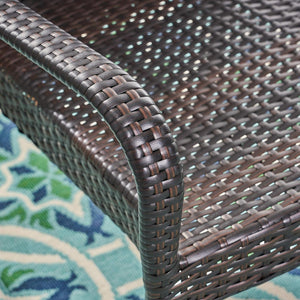 English Elm Christopher Knight Home® - 42135.00BR-1(3pcs) PE Rattan Stackable Dining Chairs Set with Iron Frame, Durable Woven Outdoor Seating Brown N762P421353D