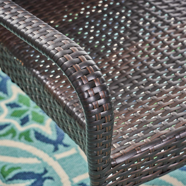 English Elm Christopher Knight Home® - LITTLETON PE Wicker Stackable Outdoor Dining Chair – Durable Polyethylene Rattan, Space-Saving Design, Ready-to-Use Brown Multi 42135.00BR-1