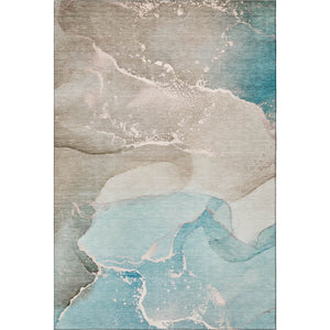HomeRoots 10' Teal, Beige & Ivory Abstract Washable Area Rug - UV-Protected, Stylish, Durable for Any Space 647218