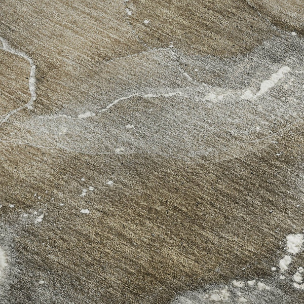 HomeRoots 9' X 12' Contemporary Brown Ivory Gray Abstract Area Rug - Washable, UV Protected, Pet-Friendly Design 647223