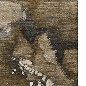 HomeRoots 10' X 14' Abstract Washable Area Rug in Brown, Ivory & Gray - UV Protected for Busy Homes 647224