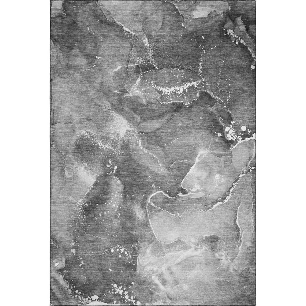 HomeRoots 5' X 8' Gray And Ivory Abstract Area Rug – Durable, Washable, UV Protected for Modern Living Spaces 647226