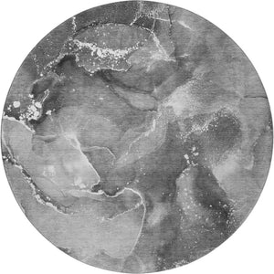 HomeRoots 8' Gray And Ivory Abstract Washable Round Rug - Stylish, Durable, and UV-Protected for Every Home 647227