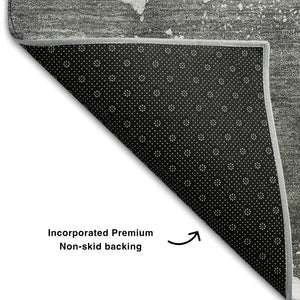 HomeRoots 10' X 14' Gray And Ivory Abstract Area Rug - Washable, Stain Resistant, UV Protected for High-Traffic Homes 647230