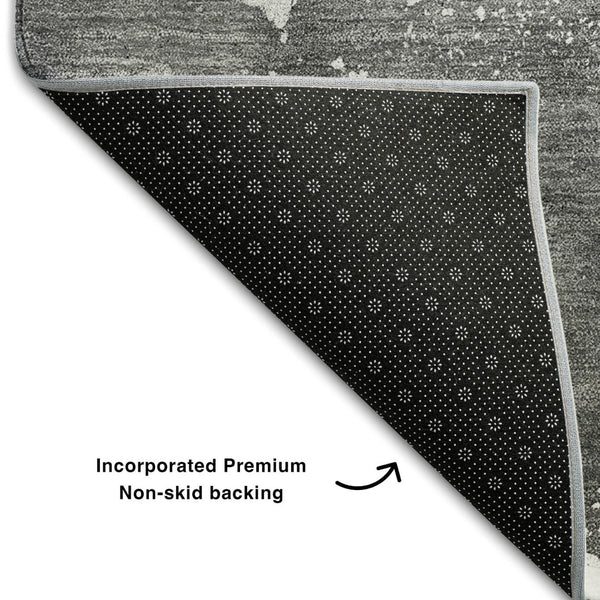 HomeRoots 10' X 14' Gray And Ivory Abstract Area Rug - Washable, Stain Resistant, UV Protected for High-Traffic Homes 647230