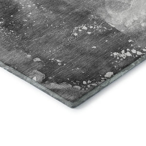 HomeRoots 10' X 14' Gray And Ivory Abstract Area Rug - Washable, Stain Resistant, UV Protected for High-Traffic Homes 647230