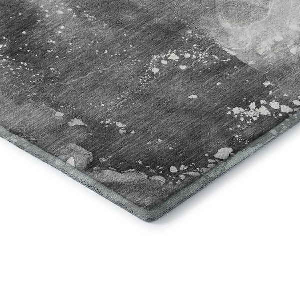 HomeRoots 10' X 14' Gray And Ivory Abstract Area Rug - Washable, Stain Resistant, UV Protected for High-Traffic Homes 647230