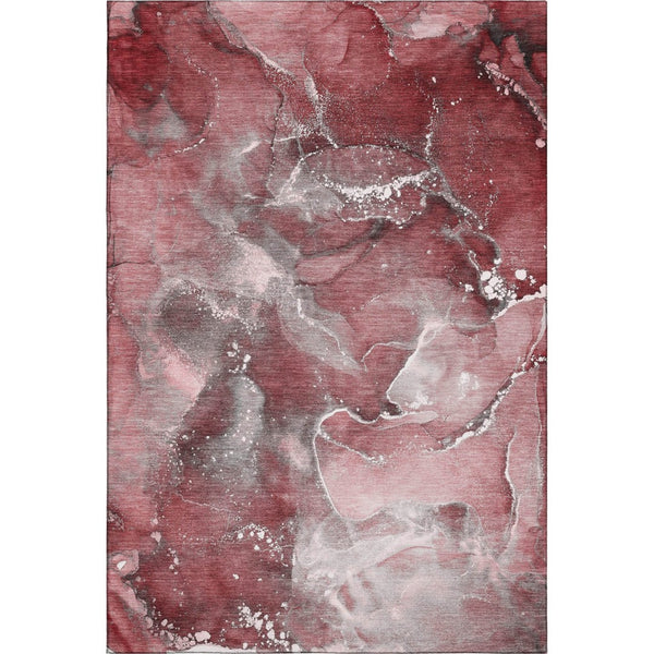 HomeRoots 5' X 8' Merlot and Ivory Abstract Washable Area Rug - Stain Resistant, UV Protected, Easy Care 647232