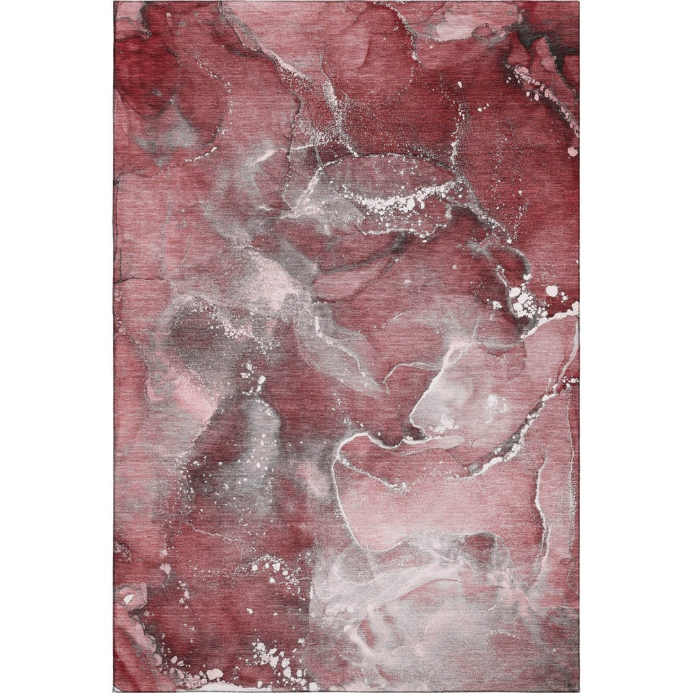 HomeRoots 8' X 10' Merlot and Ivory Abstract Washable Area Rug - UV Protected, Stain-Resistant, Durable Design 647234