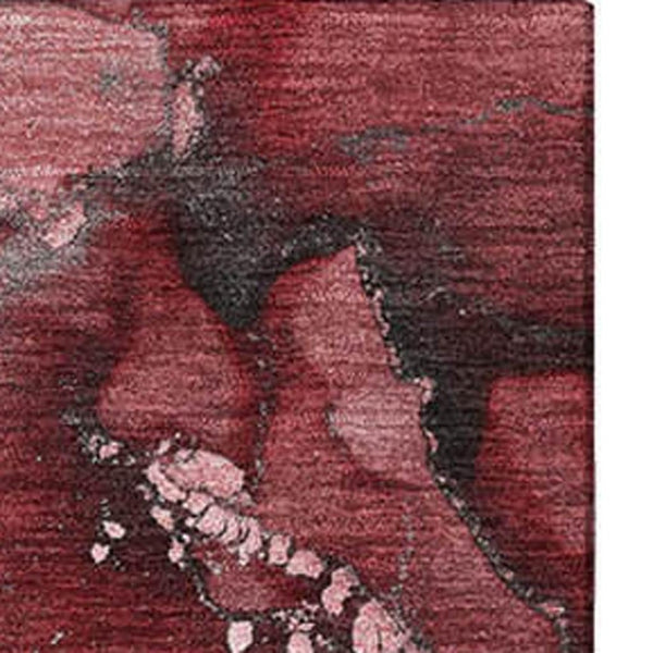 HomeRoots 9' X 12' Merlot and Ivory Abstract Area Rug - Durable, Stain Resistant & UV Protected for Homes 647235