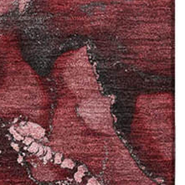 HomeRoots 10' X 14' Merlot & Ivory Abstract Area Rug - Washable, Durable, UV-Protected, Ideal for Busy Homes 647236