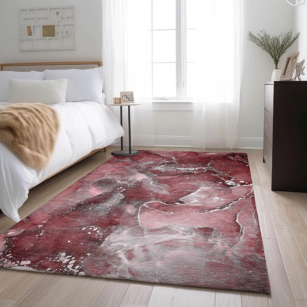 HomeRoots 10' X 14' Merlot & Ivory Abstract Area Rug - Washable, Durable, UV-Protected, Ideal for Busy Homes 647236
