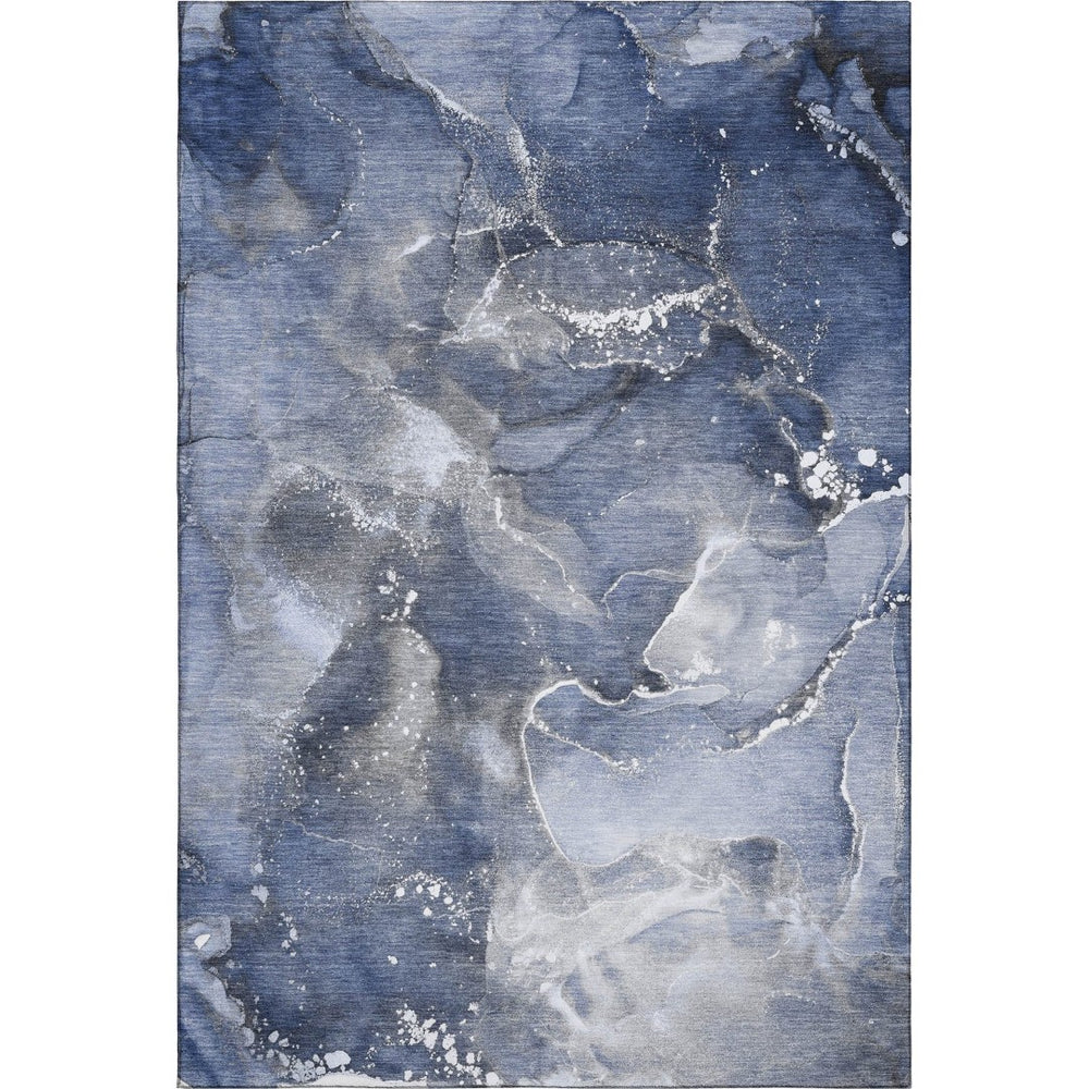 HomeRoots 5' X 8' Navy Blue & Ivory Abstract Area Rug – Stylish, Washable, UV-Protected for Busy Homes 647238
