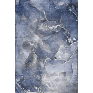 HomeRoots 5' X 8' Navy Blue & Ivory Abstract Area Rug – Stylish, Washable, UV-Protected for Busy Homes 647238