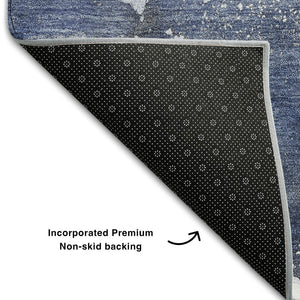 HomeRoots 5' X 8' Navy Blue & Ivory Abstract Area Rug – Stylish, Washable, UV-Protected for Busy Homes 647238