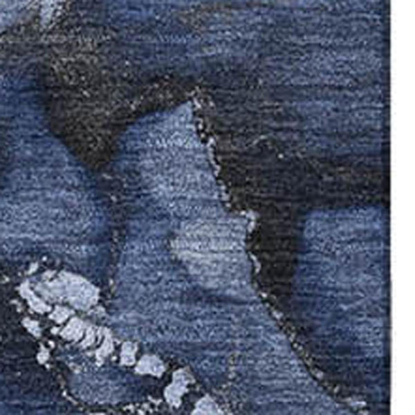 HomeRoots 8' X 10' Navy Blue & Ivory Abstract Area Rug - Washable, UV Protected, Durable for Busy Homes 647240