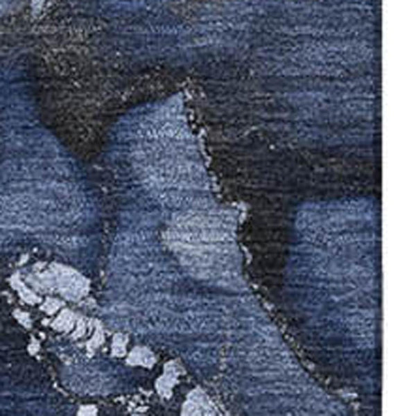 HomeRoots 8' X 10' Navy Blue & Ivory Abstract Area Rug - Washable, UV Protected, Durable for Busy Homes 647240