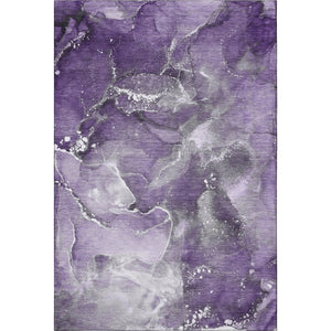 HomeRoots 8' X 10' Purple and Ivory Abstract Area Rug - Washable, Stain-Resistant, UV Protected for Modern Homes 647246