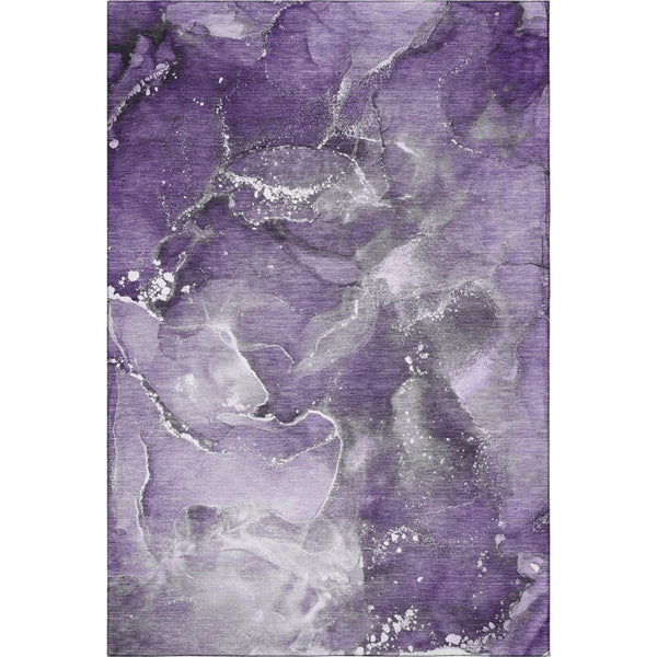 HomeRoots 8' X 10' Purple and Ivory Abstract Area Rug - Washable, Stain-Resistant, UV Protected for Modern Homes 647246