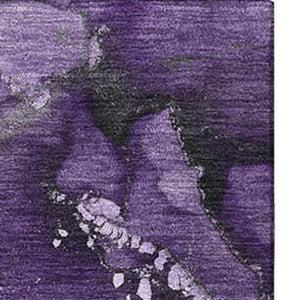 HomeRoots 9' X 12' Purple And Ivory Abstract Area Rug - Washable, UV-Protected, Durable, Modern Design for Homes 647247