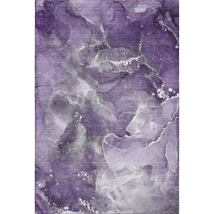 HomeRoots 9' X 12' Purple And Ivory Abstract Area Rug - Washable, UV-Protected, Durable, Modern Design for Homes 647247