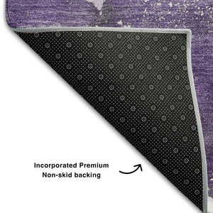 HomeRoots 9' X 12' Purple And Ivory Abstract Area Rug - Washable, UV-Protected, Durable, Modern Design for Homes 647247