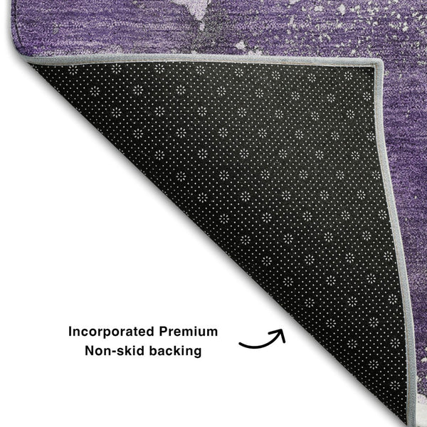 HomeRoots 9' X 12' Purple And Ivory Abstract Area Rug - Washable, UV-Protected, Durable, Modern Design for Homes 647247