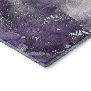 HomeRoots 9' X 12' Purple And Ivory Abstract Area Rug - Washable, UV-Protected, Durable, Modern Design for Homes 647247