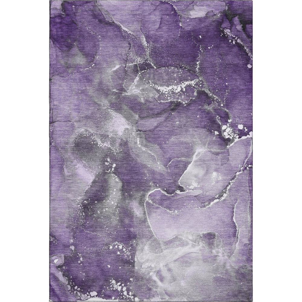 HomeRoots 10' X 14' Purple & Ivory Abstract Washable Area Rug - UV Protected, Pet-Friendly, Modern Décor Solution 647248