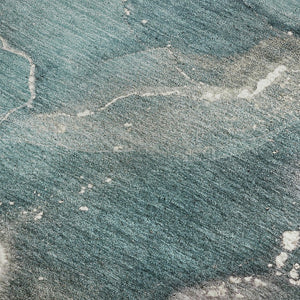 HomeRoots 5' X 8' Teal and Ivory Abstract Area Rug - Washable, UV-Protected, Modern Design for Any Space 647250