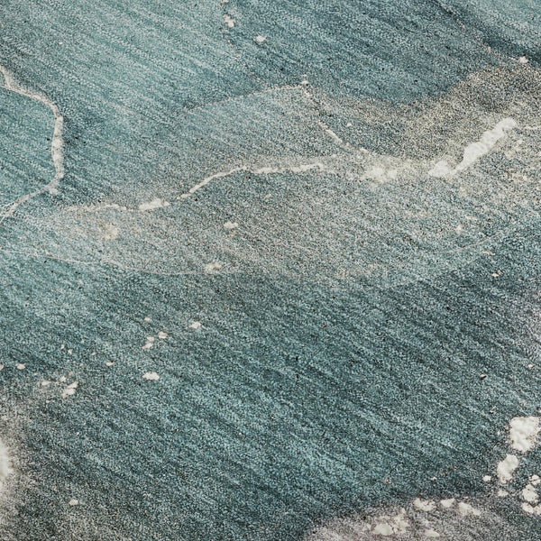 HomeRoots 5' X 8' Teal and Ivory Abstract Area Rug - Washable, UV-Protected, Modern Design for Any Space 647250