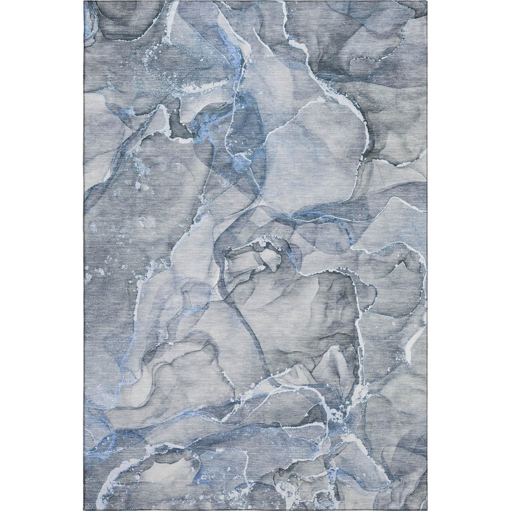 HomeRoots 5' X 8' Blue And Ivory Abstract Washable Area Rug – Durable, Stylish & UV-Protected for Homes! 647256