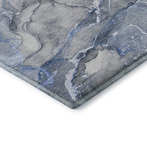 HomeRoots 8' X 10' Stylish Blue and Ivory Abstract Washable Area Rug with UV Protection for Modern Homes 647258